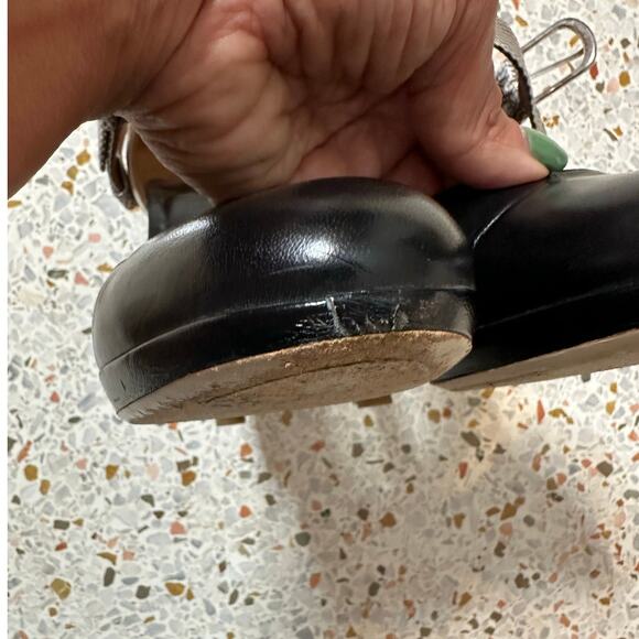 Dries Van Noten Leather D'orsay black cream gold platform pumps Size 37.5/US7 - Picture 14 of 15